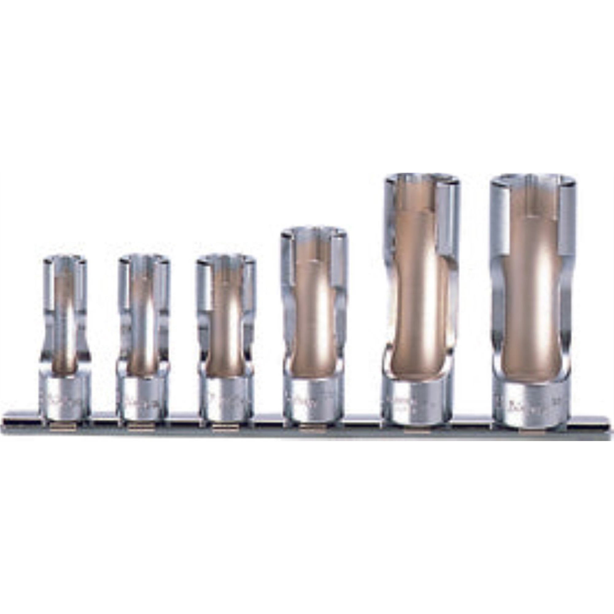 Ko-ken USA 3/8in. Sq. Dr. Socket Set — 8mm to 19mm, Flare Nut, 6 Pieces, Model# KKNRS3300FN-6